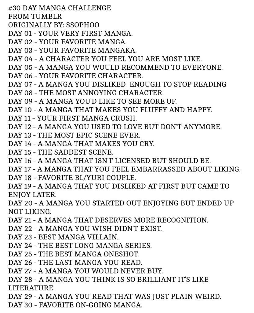 30 Day Manga Challenge Days 1 6 Anime Amino 7638